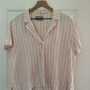 Everlane Pink and White Striped Button-Down Shirt